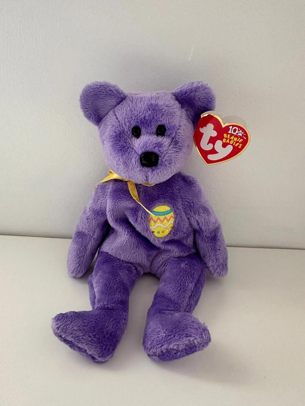 Ty Beanie Baby “Eggs III” the Purple Easter Bear (8.5 inch)